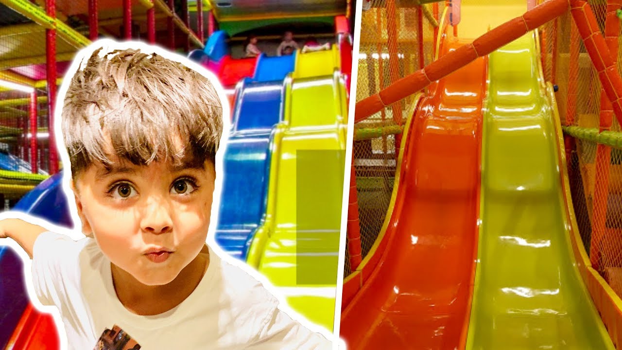 indoor playground for kids and toddlers with giant slides part1 - YouTube