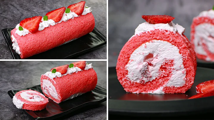 Strawberry Swiss Roll Cake Recipe | Yummy