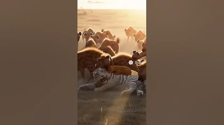 Elephant Saves White Tiger and Kitten from Wild Dog Attack #tiger #elephant  #cat #hyena