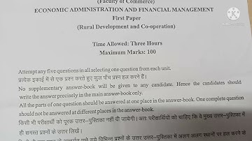 Bcom final year Rajasthan University Rural development and corporation previous year question paper
