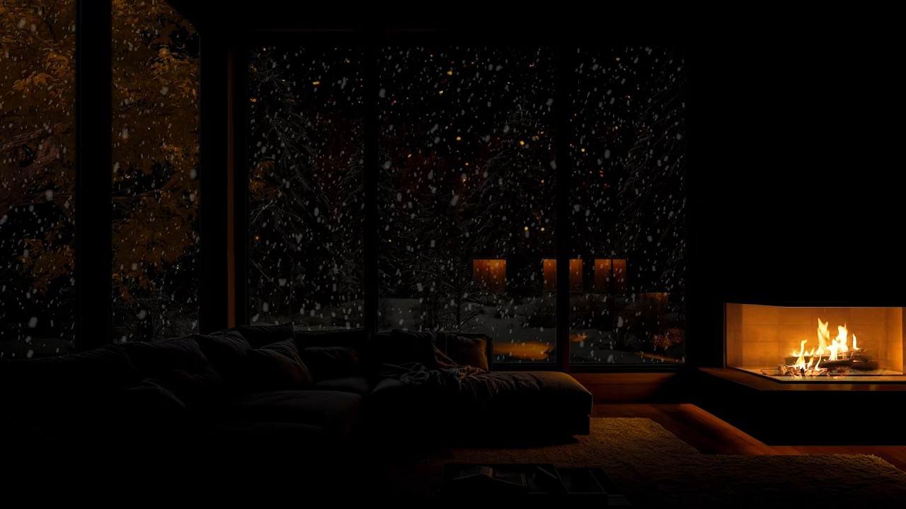 ❄️ Winter Snow Outside Cozy Cabin 🔥 | INSTANT SLEEP 😴 Fireplace Sounds for Anxiety Relief (No Ads)