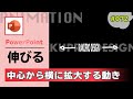 パワーポイントで拡大縮小のアニメーションを使って中心から横に伸びる動きを作成する方法[PowerPoint Slide Animation Tutorial 072]