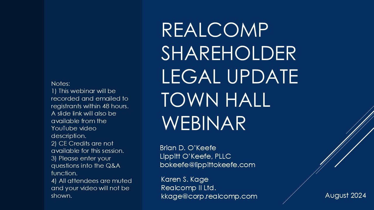 LCAR Legal Update Town Hall from 08/07/24