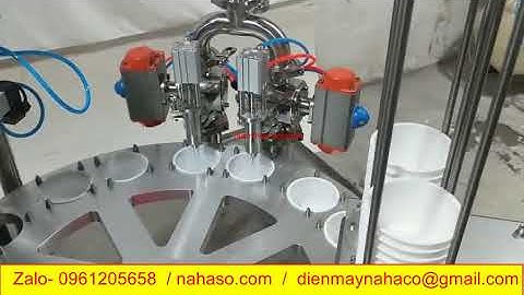 Máy đóng sữa chua mâm xoay, cấp cốc, chiết rót, dán màng- [ nahaso.com ] - 096.120.5658
