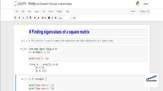 How to find Eigenvalues of square matrix in Numpy