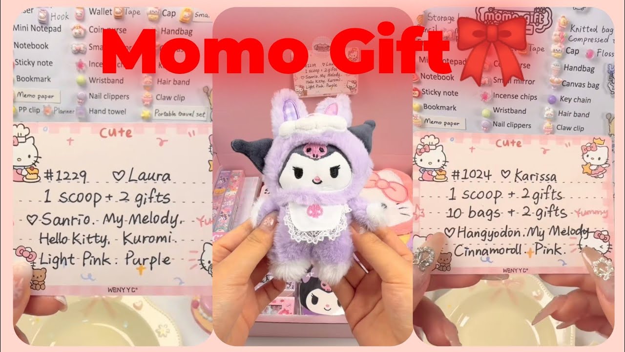 Hi! Laura n Karissa✨1 scoop order packaging😍Momo Gift🎀 #momogiftstore #sanrio #mymelody #pink 