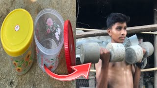 How to make homemade dumbbells at home/dilip fitness gym