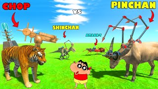 Upgraded Units of SHINCHAN vs CHOP vs PINCHAN vs AMAAN-T TEAM in Animal Revolt Battle Simulator game