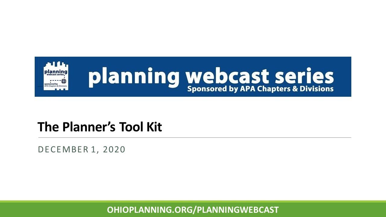 The Planner’s Tool Kit
