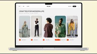 Velor Minimalistische Gebruikersinterface Voor Luxe Kledingwebsites Redactioneel Mode-Webdesign