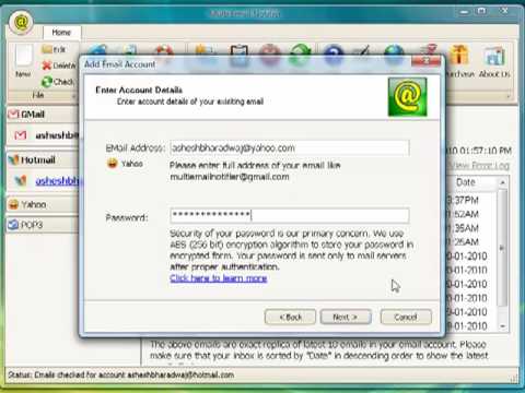 How to add yahoo email account for notification