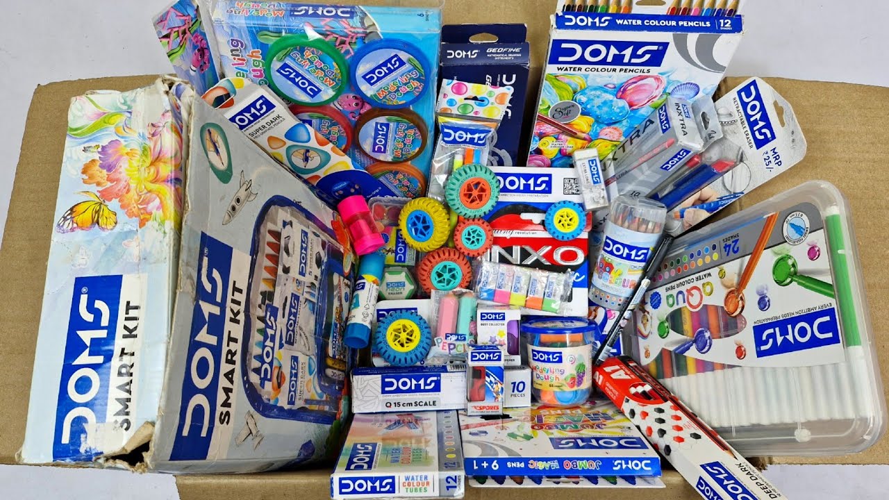 DOMS Stationery Collection🩵Smart kit, Geometry, Crayons, Pencil, Sharpener, Eraser, Sketch Color.etc