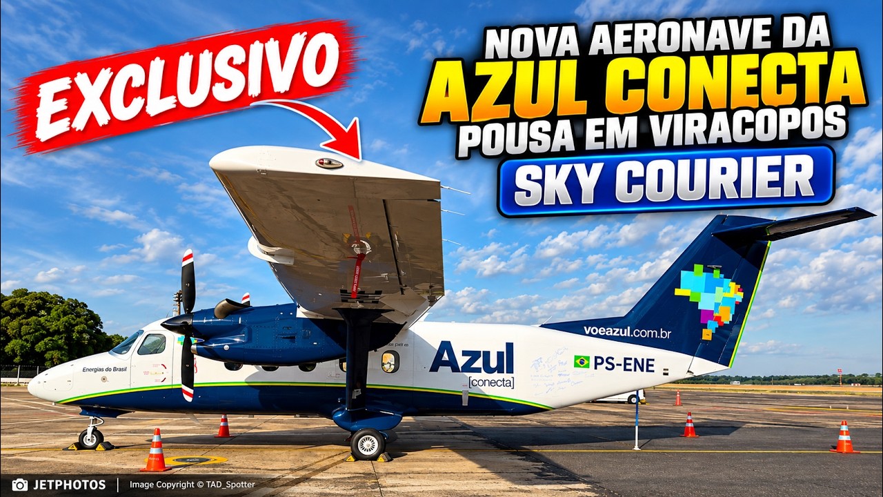 Cessna 408 SkyCourier da Azul Conecta chega a Viracopos; E195-E2 realiza aproximação visual