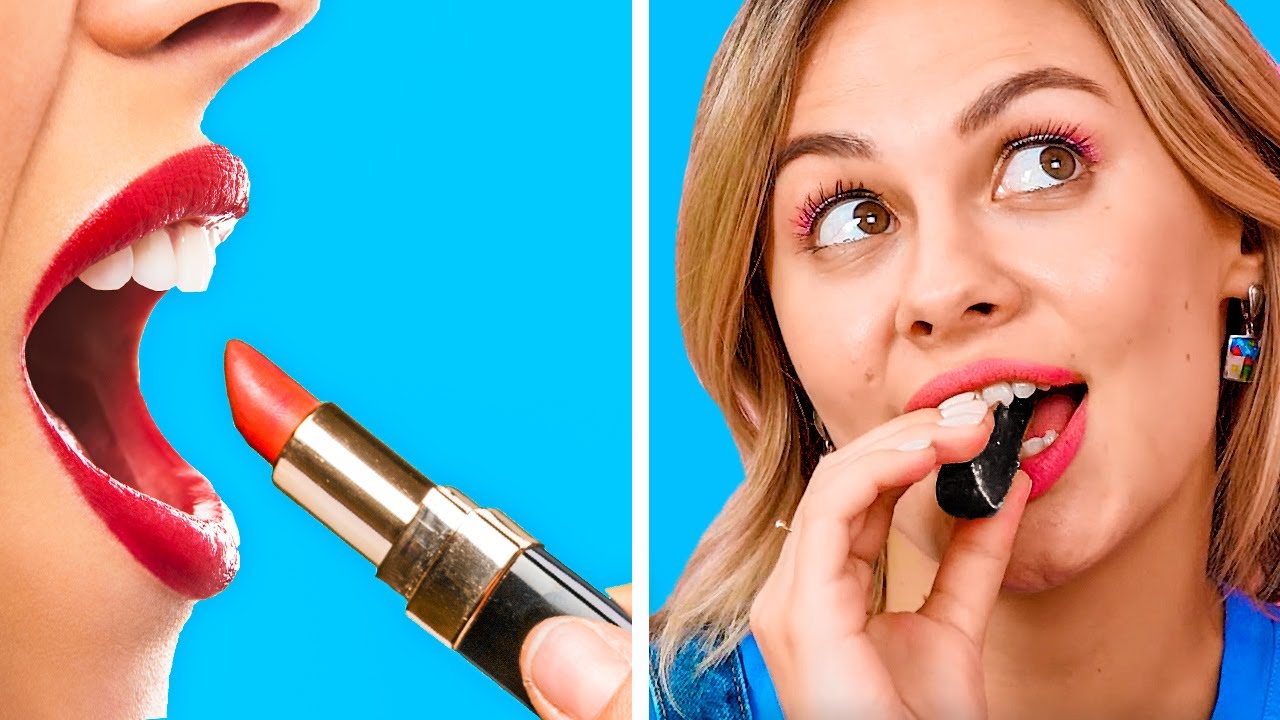 CHOCOLATE LIPSTICK VS REAL FOOD CHALLENGE #Shorts