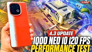 iQOO NEO 10 120 FPS PERFORMENCE TEST AFTER 4,3 UPDATE🔥| WITH HANDCAM😲#bgmilive #120fps #iqooneo10