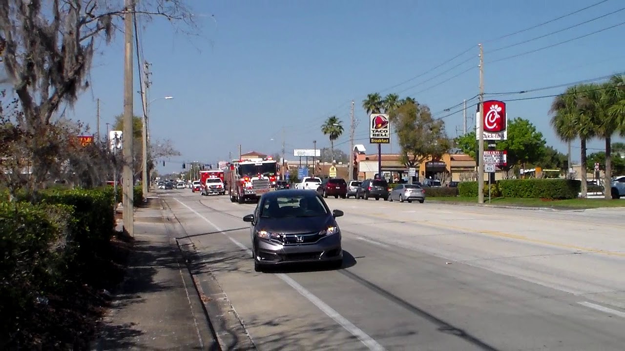 Winter Park Fire Rescue Engine 61, Rescue 61 and EMS 61 Responding