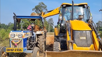 Jcb 3dx Eco Excellence Backhoe Machine Loading Mud In Swaraj 735 FE Tractor | Jcb and Tractor Video