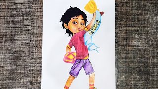 Shiva Cartoon Drawing with Coloured Pencil -  Art with Ali screenshot 1