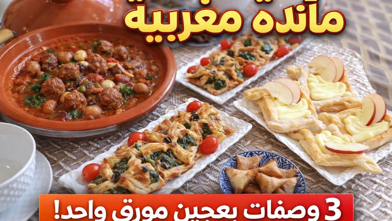 فطور الدقيقة 90 😍 طاجين الكفتة + مملحة سبانخ + تحلية سهلة