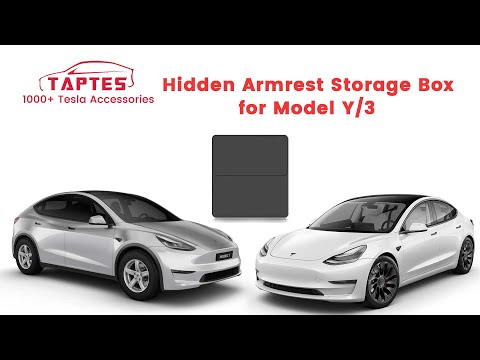 TAPTES Tesla Model 3 Model Y Armrest Hidden Box, Black, 2-Tier