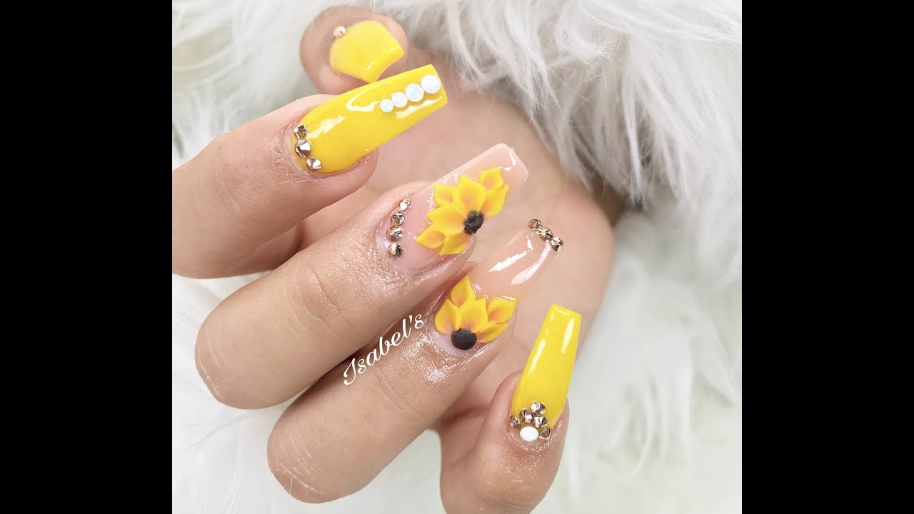 Uñas acrílicas FACIL Y RAPIDO GIRASOLES 3D - thptnganamst.edu.vn