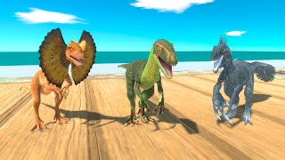Deinonychus, Dilophosaurus, Excavaraptor Death Run  Animal Revolt Battle Simulator
