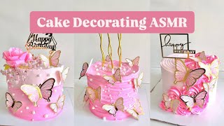 Satisfying ASMR cake decorating | No Talking | ASMR | Butterfly Cake Design