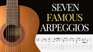 Seven Famous Arpeggios for Fingerstyle Guitar Beginners | Easy Exercises from Popular Songs