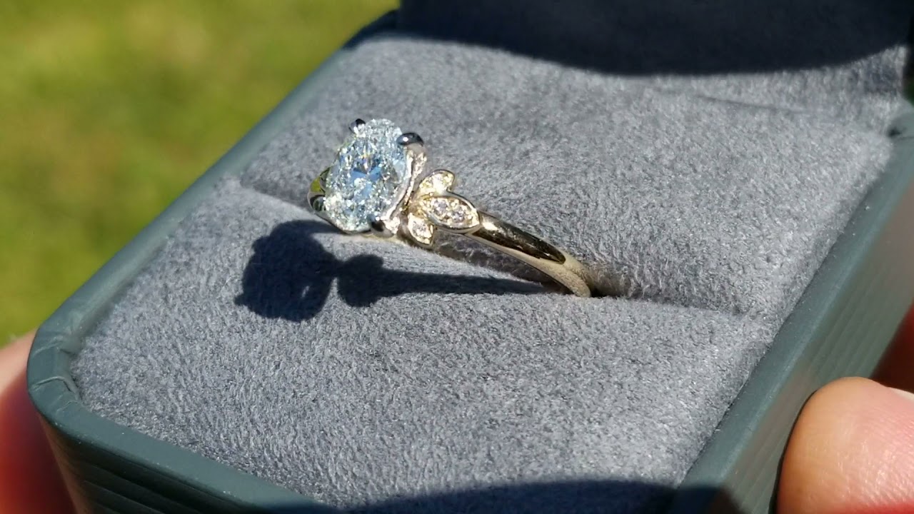 Ben Garelick Oval Cut Floral Leaf Diamond Engagement Ring