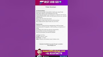 Job Opening: Flutter Developer | First Job Go