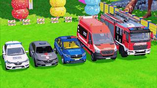 TRANSPORTING EMERGENCY VEHICLES POLICE, AMBULANCE &amp; FIRE TRUCK - FS22!