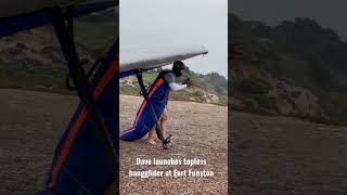 Dave launches topless hangglider at Fort Funston