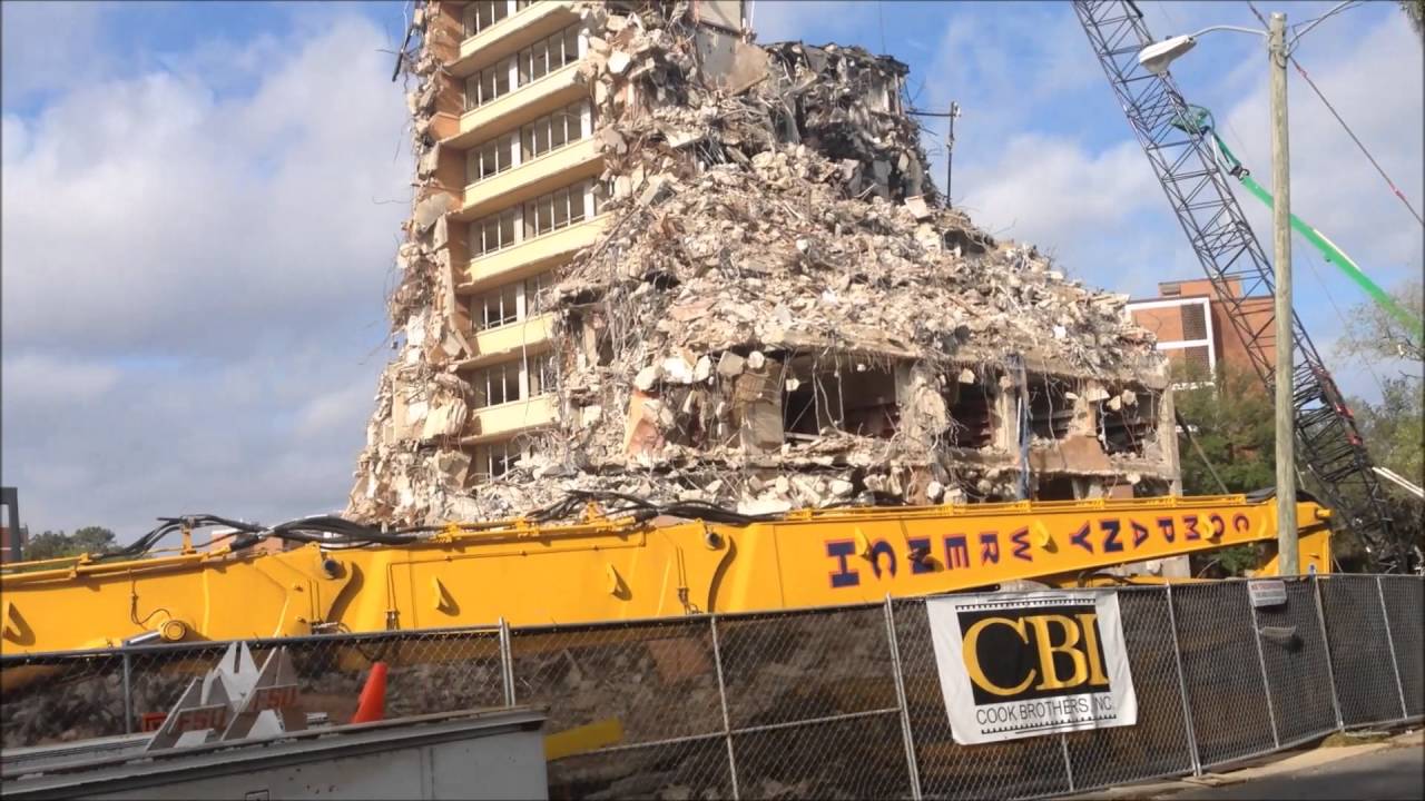 Dorm demolition with a vertical wrecking ball YouTube