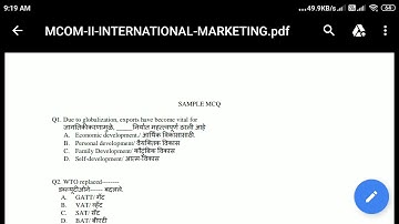 #mcom part 2 IDOL students#international marketing MCQ
