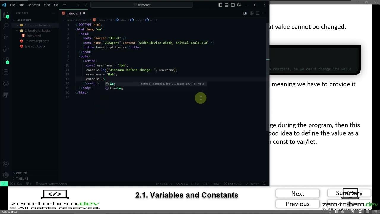 part 14 JS 2 1 Variables and Constants - YouTube