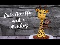 Cute Giraffe Cake Topper with a little Monkey