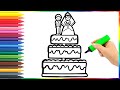 How to draw a wedding cake for kids/Bolalar uchun to'y kekini qanday chizish mumkin/Рисование торта