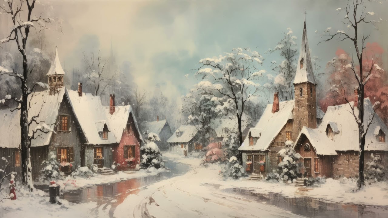 Christmas Village Paintings | 4K Art For Your TV | TV Background Screensaver