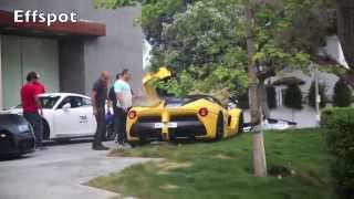 LaFerrari BREAKS DOWN doing Burnouts and Nearly Crashes in Beverly Hills with Porsche GT3!