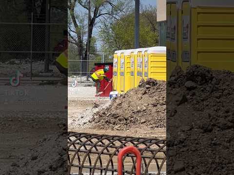 Guy traps a concrete worker in the restroom #construction #concrete #funny #fail #gonewrong #cement