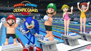 Mario & Sonic At The Olympic Games Tokyo 2020 Swimming 100M Freestyle  Sonic New record Gameplay