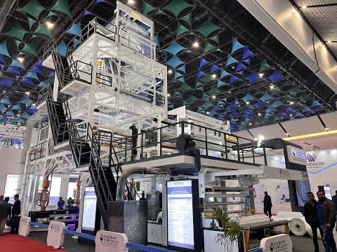 Shubham Extrusion make IBC-SE3HR-1900-65/75/65-LL+ (A-B-C) Three Layer Blown Film Extrusion Line - video from Shubham Extrusion