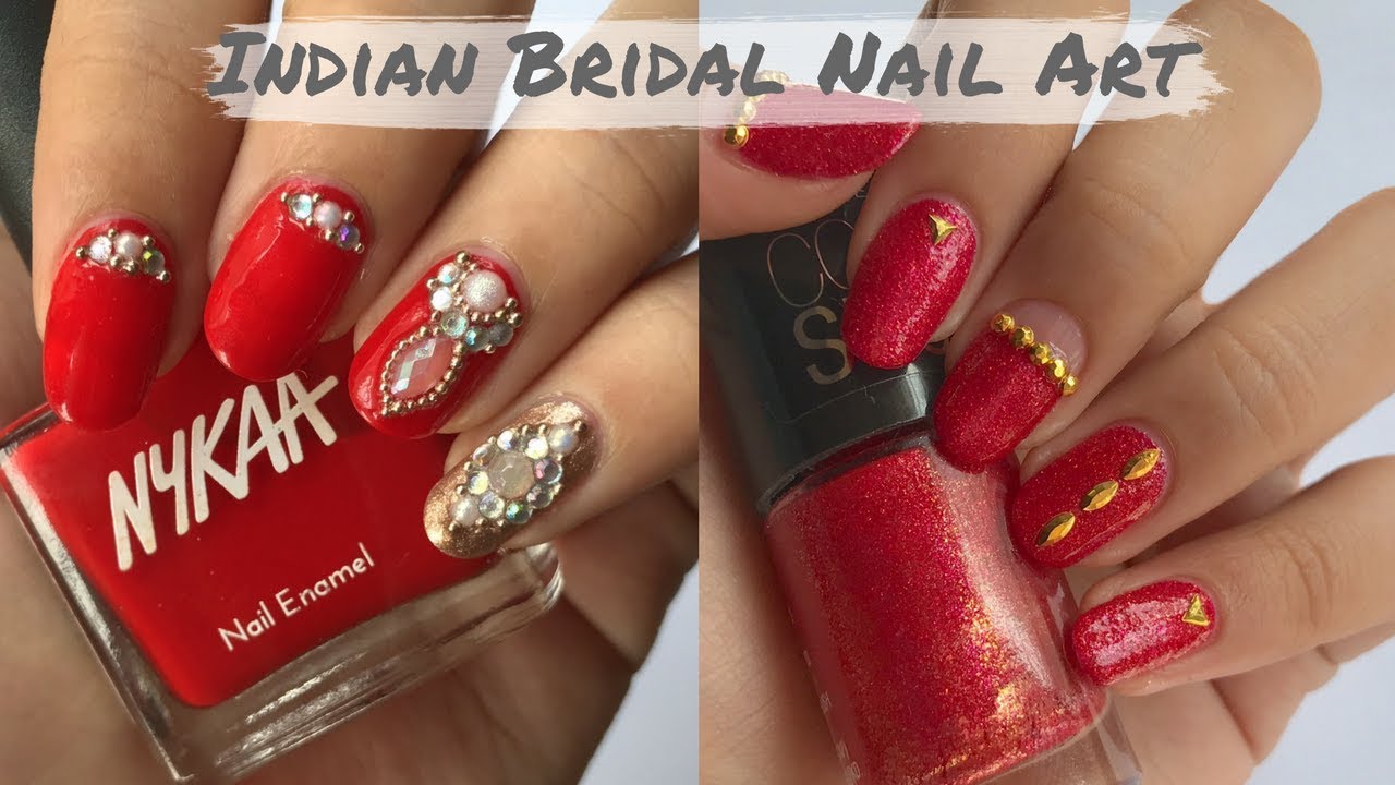 Image of Applying Nail Polish To Indian Bride Hand, Indian Bridal Nail  Makeup With Lights.-XS128450-Picxy