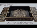 Resin on Tray and Coasters | Mandala Art | MDF Tray  | Resin Work | Beautiful Black Tray Set |