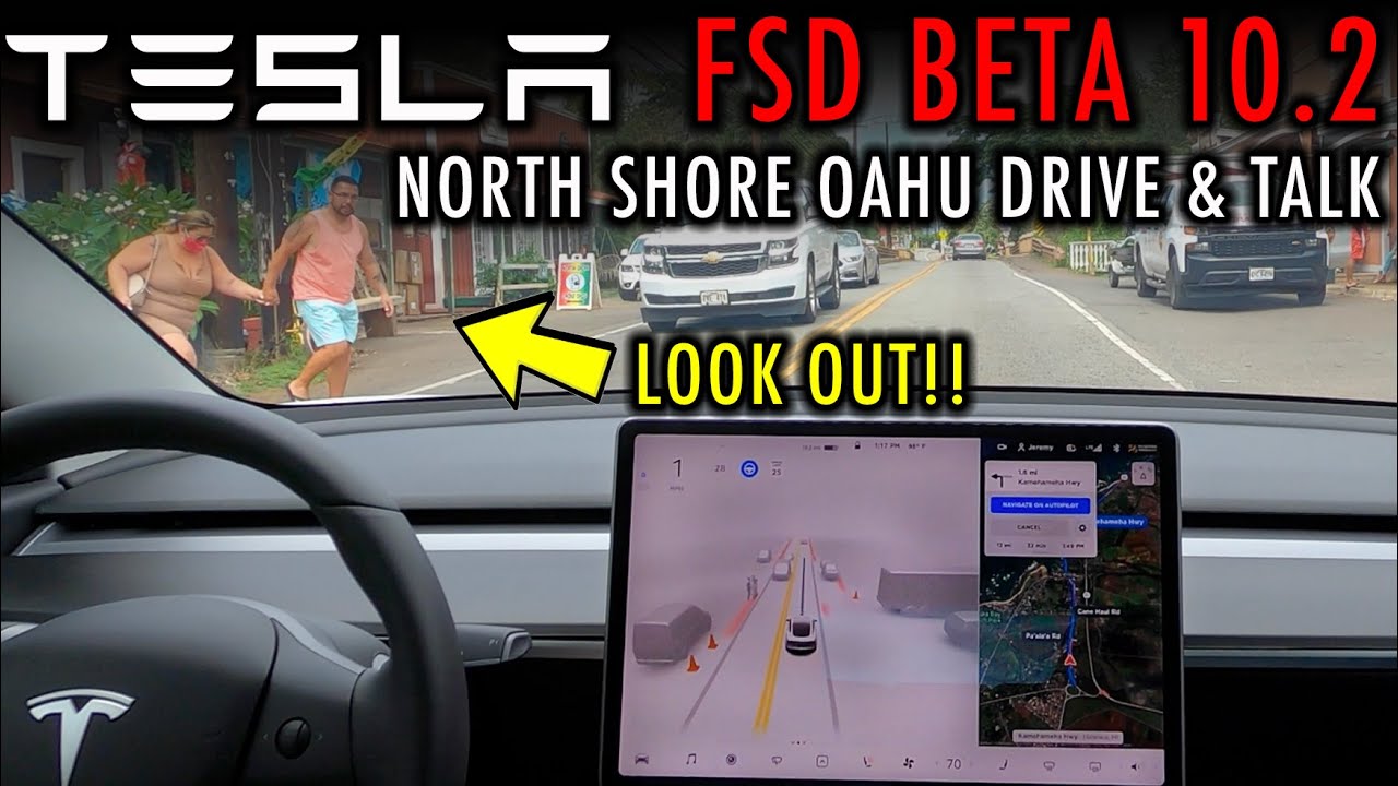 NEW!! TESLA FULL SELF DRIVING BETA 10.2 Oahu North Shore Hawaii TOUR.