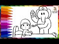 Dibuja y Colorea A Pocoyó Enfermo Con Elly La Enfermera 👶🤒🐘 Dibujos Para Niños