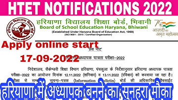 HTET notifications 2022 Online form start Haryana Teacher Eligible Test 2022