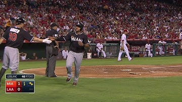 MIA@LAA: Yelich opens the scoring with a single