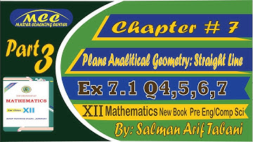 ex7.1 class 12 Mathematics New Book | Plane Analytical Geometry Chapter 7 Ex 7.1 | Sindh board