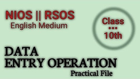 DATA ENTRY OPERATION || NIOS || RSOS || Class 10th || Practical File